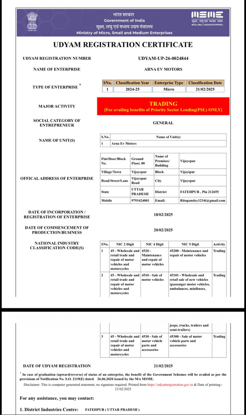 Udyam certificates